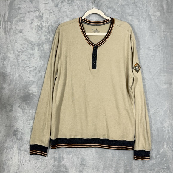 Psycho Bunny Other - Psycho Bunny Shirt Mens XL Tan Waffle Knit Henley Long Sleeve Thermal Gorpcore